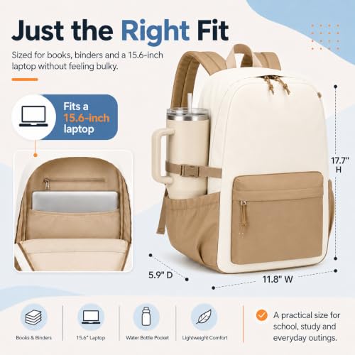 Image of LOIDOU Backpack for Girls School Backpacks Bookbags for Elementary Middle School Women Laptop Backpacks (Brown Beige, L-17)