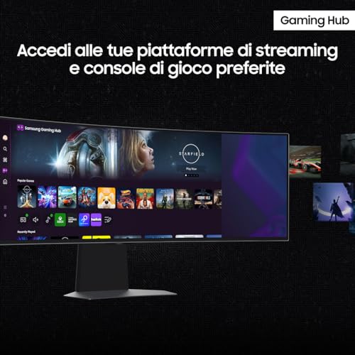 Gaming Odyssey OLED G9 (S49DG950), Curvo (1800R), 49'', 5120x1440 (DQHD), 32:9, HDR10+, QD-OLED Glare Free, 240Hz, 0,03ms (GtG), Compatibilità G-Sync, HDMI, Micro HDMI, DP, Casse - Monitor - Immagine 5
