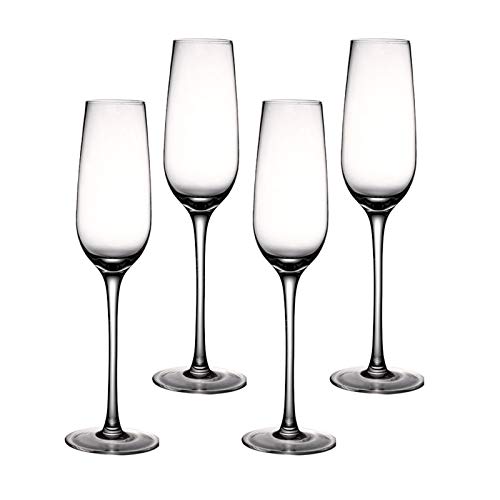 YYBDENL Coupe de Champagne Flûtes de Champagne (4 pièces) 270 ML □ Taille, Clear, Classique et Transparente Design Tower, Set de vin Mousseux de qualité. flûte à Champagne