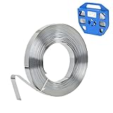MYOYAY Edelstahl Stahlband Erdungsband 19mm x 30m, Profi Metall Stahlkabelbinder Montageband Stahl Umreifungsbandspule Rolle Umreifungsband für Verkehrsschildern Install und Verstärkung
