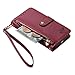 Jiajihua Cover Compatible with Oppo Reno5 4G / Reno5 5G,Compatible with Oppo Reno 5 4G / Reno 5 5G Lanyard【Zipper Wallet】【7 Card Slots】【Flip Stand】【Magnetic Buckle】 Red