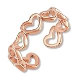 GD GOOD.designs EST. 2015 Rose gold heart ring adjustable - Women's band made of 316L stainless steel in 18K rose gold - Waterproof jewelry - Incl. gift box (Size 52-60)