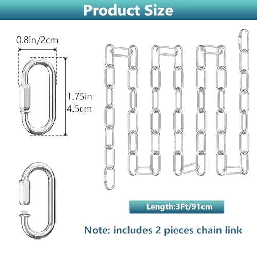 Image of garini 3 Feet Industrial Silver Light Fixture Chain, Metal Pendant Chandelier Chain