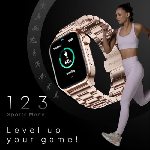 Image of Fire-Boltt Rise Luxe Bluetooth Calling Smart Watch, 1.85 inchHD Display,AI Outfit Watch Face, 2 Looks in 1 Watch, Extra Straps at ₹99, 120+ Sports Modes, Metal Smartwatch for Men & Women (Rose Gold)