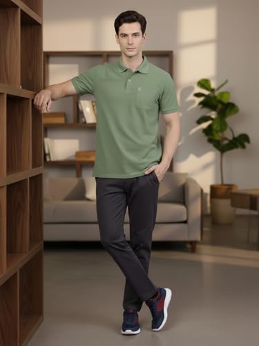 Image of Lux Cozi Men's Cotton Blend Polo T-Shirt with Chest Pocket | Collar T-Shirts for Men | Half Sleeves | Plain - Regular Fit (Pack of 1)