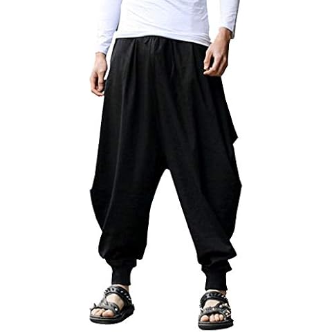 Evaliana Men Baggy Yoga Harem Athletic Pants Casual Trousers Loose Black Cover