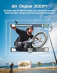 Apexcam M80 4K Caméra d'action avec 64GB Carte 60FPS 48MP 40M Caméra de sport étanche 8X Zoom pré-enregistrement WiFi Angle large avec 2x1350mAh Kits d'accessoires pour le montage de casques de batterie
