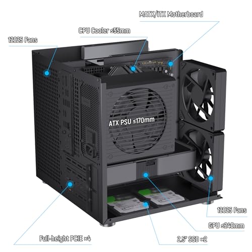 Image of 8 Bay NAS Case, Support MATX ITX Motherboard & ATX PSU, SATA & SAS HDD Compatible, 8x3.5 Hot-Swap + 2x2.5 SSD, Dual-Chamber NAS PC Case Support 4 Fans Mounting, Black