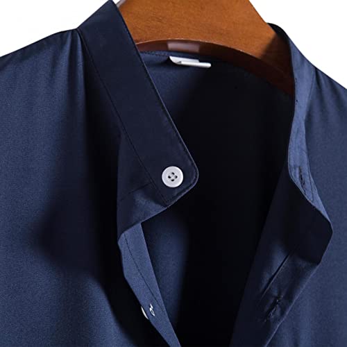 Usnsm Hawaiian Shirts For Men,Men Short Sleeve Summer Beach Shirt Casual Button Down Loose Bowling Shirts With Pockets Navy Blue #TOP3