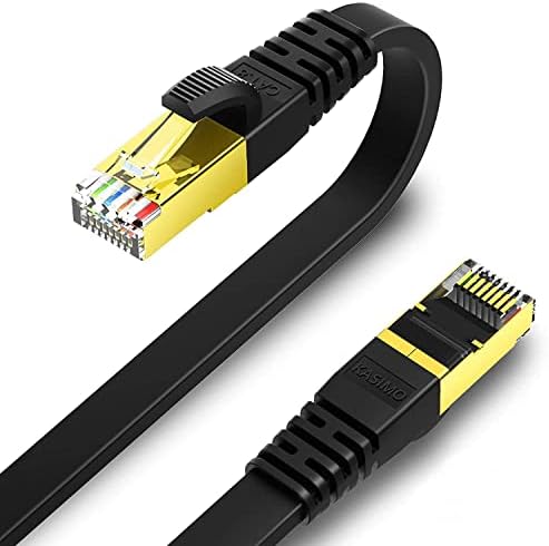 Cat 8 Flat Ethernet Cable 1M KASIMO Cat8 Internet LAN Cable 40Gbps 2000MHz High Speed Network Patch Cable SSTP Ethernet Cord with RJ45 Connector for Router Modem Switch Gaming Xbox