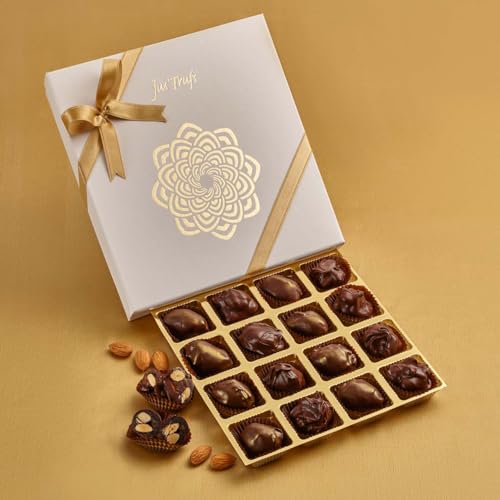 Image of Nutrient-Rich Chocolate Indulgence Mandala box of 12 I Premium Chocolate Coated Dates I deal for Corporate Diwali Gifts for Employees, Clients, Family I Net wt: 145 gm