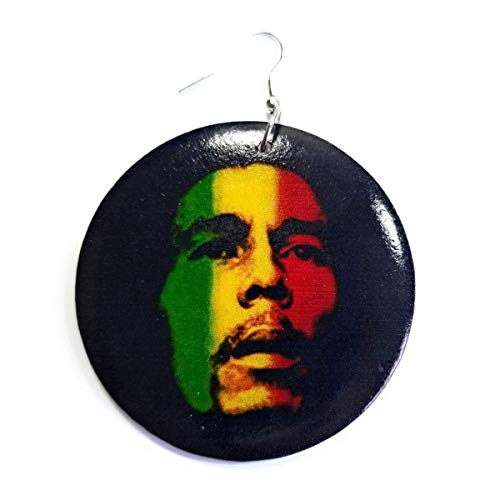 Teri's Boutique Rasta Reggae Lover Jamaican Music Singer Round Circle Fish Hook Dangle Earrings2