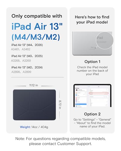 Image of MOFT Dynamic Folio Case for iPad Air 13-inch (M3 2025 / M2 2024),Silm Magnetic Stand Case with 20+ Viewing Angles, Auto Wake /Sleep,Ultra Thin, Navy Blue