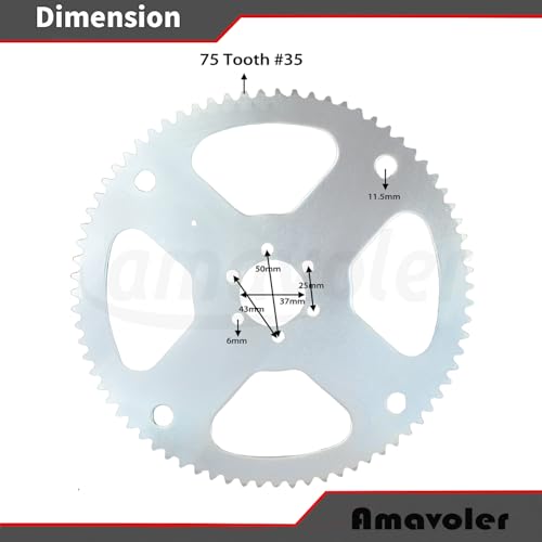 Amavoler Rear Chain Sprocket 35 Chain 75 Tooth Aftermarket Parts Fit for CT100U CC100X Baja Doodle Bug DB30 Motovox Mbx10 MBX11 Monster Moto MM-B80 Predator 79cc 100cc Go Kart. by amavoler - Image 3