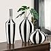 Torre & Tagus Ceramic Black and White Striped Vase - Hand Painted Cabana Decor Stripes Black and White Centerpieces for Flowers & Home Decor for Dining Table, Entryway Console, or Book Shelf