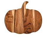 Treen Art Wooden Halloween Cutting Board for Kitchen, 12"L x 13"W Pumpkin Butcher Block Piece with Handle, Charcuterie Platter for Cheese, fruits and Salad Serving Board