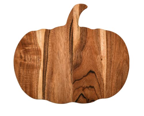 Treen Art Wooden Halloween Cutting Board for Kitchen 12L x 13W Pumpkin Butcher Block Piece with Handle Charcuterie Platter for Cheese fruits and Salad Serving Board