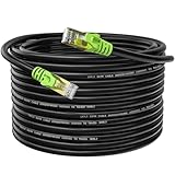 Weetcoocm Outdoor Cat 7 Ethernet Cable 25ft, 26AWG Heavy-Duty Cat7 Networking Cord Patch Cable RJ45 Transmission Speed 10GbpsTransmission Bandwidth 600Mhz LAN Wire Cable SFTP Waterproof Direct Burial
