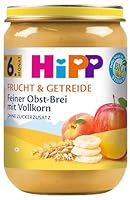 HiPP Bio Frucht & Getreide Feiner Obst-Brei mit Vollkorn, 6er Pack (6 x 190 g)