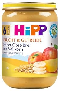 HiPP Bio Frucht & Getreide Feiner Obst-Brei mit Vollkorn, 6er Pack (6 x 190 g)
