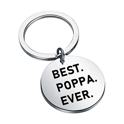 LBSBO Poppa Gift Father's Day Gift Best Poppa Ever Keychain Poppa Birthday Gift Grandpa Gift Grandfather Gift (Best Poppa Ever Keychain)