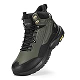 FitVille Wide Mens Boots, Orthopedic Men's Hiking Boots Extra Wide Shock-Absorbing Outdoor Trekking Backpack Shoes for Men, Arch Support for Plantar Fasciitis, Flat Foot (Grey/Black, 12 Wide)