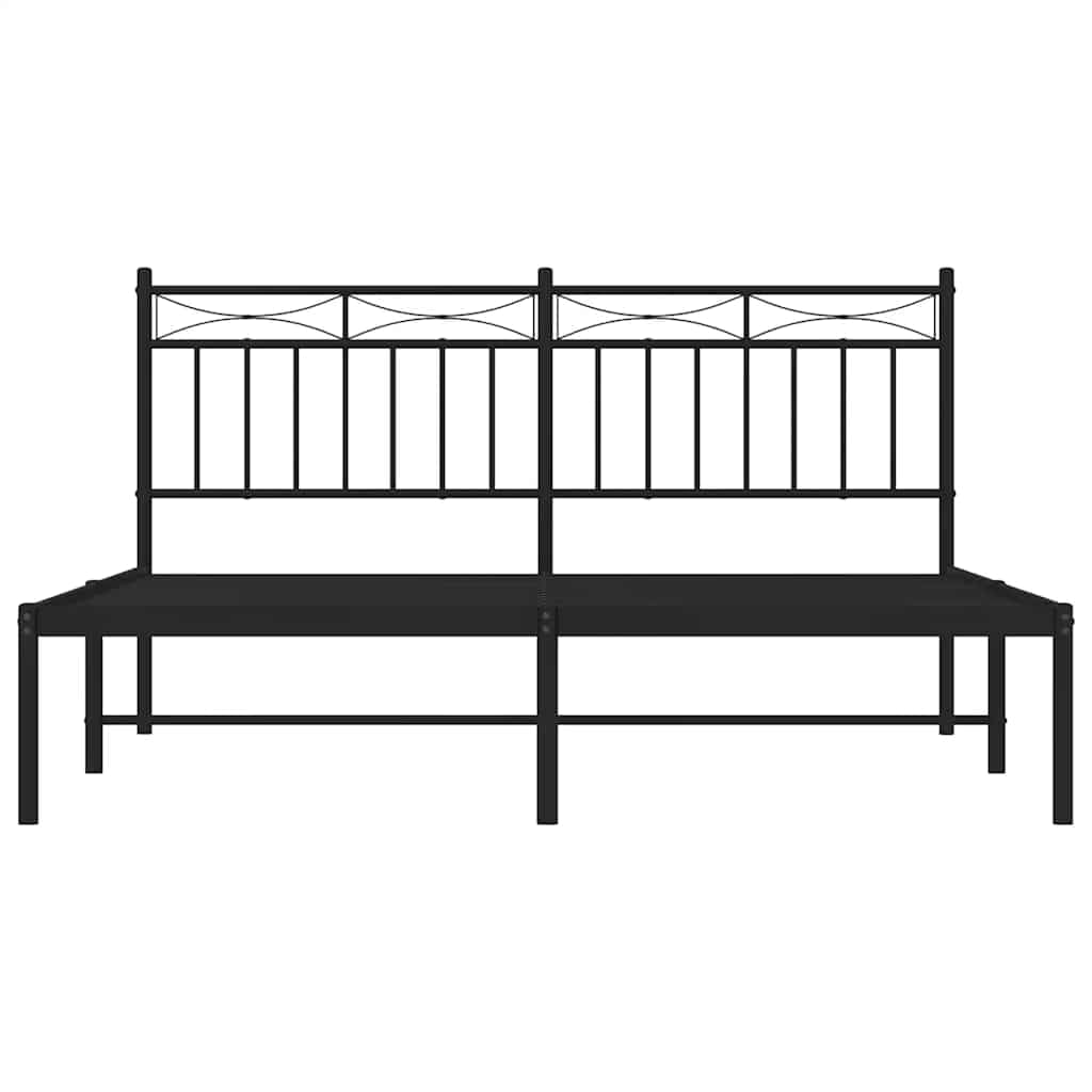 Giroletto con Testiera in Metallo Nero 150x200 cm Letto Singolo con Contenitore Matrimoniale con Imbottita Struttura in Nero con con Testiera 150x200 Singolo Matrimoniale in Letto con Contenitore