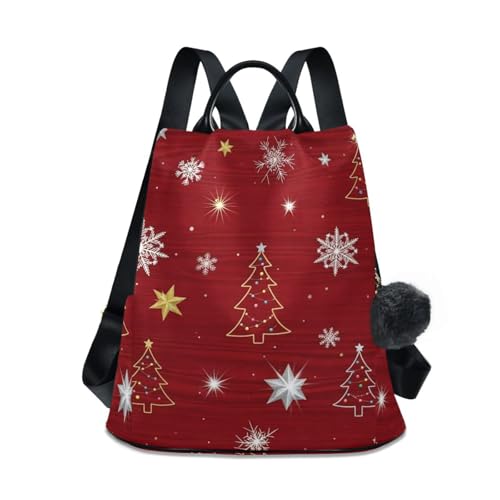 Sac à dos antivol rouge évitez les vols avec ce sac à flocons blancs et pompon tendance