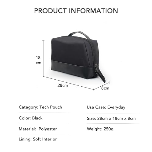 Image of OBLIQUE Siri Tech Pouch Accessories Organizer | Water Resistant Tech Organizer Bag for SD Cards, Hard Drives, Earphones, & Adapters | Premium Faux Leather, Comfortable Hand Carry Strap, Unisex