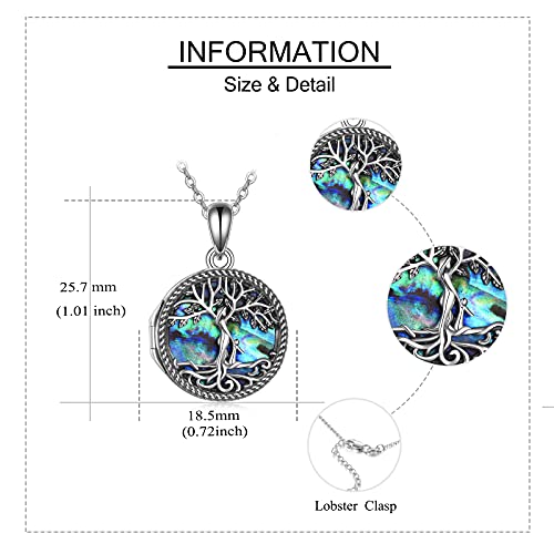 Onefinity Locket Necklace That Holds Pictures Sterling Silver Abalone Shell Tree Of Life Locket Necklace For Women Girls Tree Of Life Jewelry #TOP3