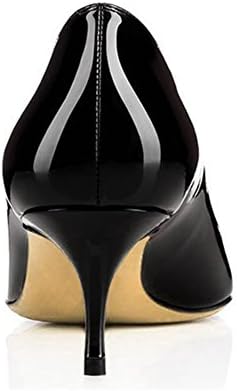 AMARANTOS Women Fashion Patent Leather Pointed Toe Slip On Comfort Basic Kitten Heel Pumps Shoes Black Size 9 | Image 3