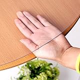 WingCanto 42 Inch Round Clear Plastic Dining Table Protector 1.5mm Thick Plastic Tablecloth Pad Wood