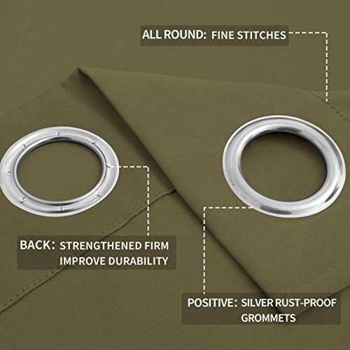 Image of Easy-Going Blackout Curtains for Bedroom, Solid Thermal Insulated Grommet and Noise Reduction Window Drapes, Room Darkening Curtains for Living Room, 2 Panels (52x84 in,Khaki)