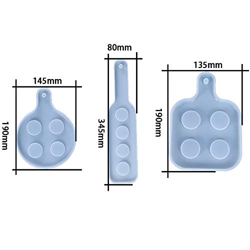 3Pcs Shot Glasses Tray Resin Mold, 4 Holes Wine Glass Holder Serving Board Silicone Mould, Beer Shots Flight Paddle Epoxy Casting Coaster Molds For Beer Lover Party Diy Craft Home Decoration #TOP6