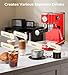 atatix 20 Bar Espresso Machine with Milk Frother, Compact Espresso Maker, Stainless Steel Coffee Machine with Precise Temp Control & 44oz Removable Water Tank for Latte, Cappuccino, Red