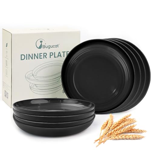 Bugucat 8 Bitar 23CM rätter,Billiga kompletta serviser för obrytbara,Melamin Plastic Maträtter för Mikrovågsugn och Diskmaskin,Plain tallrikar för barn och vuxna