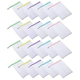 LATRAT 20 Stück Seife Mesh Tasche, SeifensäCkchen Dusche, Säckchen Beutel mit Farbe Kordelzug...