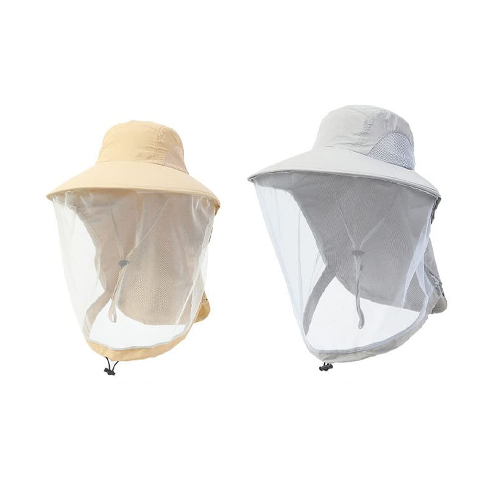 BaronHong Head Net - Sombrero de sol de ala ancha con solapa para el cuello, UPF50+, sombrero de pesca para senderismo, safari, para hombres y mujeres, sombrero de playa con protección solar