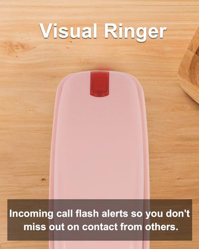 Image of Corded Wall Phone, Landline Phones for Seniors with Large Buttons, Office Desk Phone with Adjustable Loud Volume & Lighted Keypad, Durable Basic Design for Home, Pink