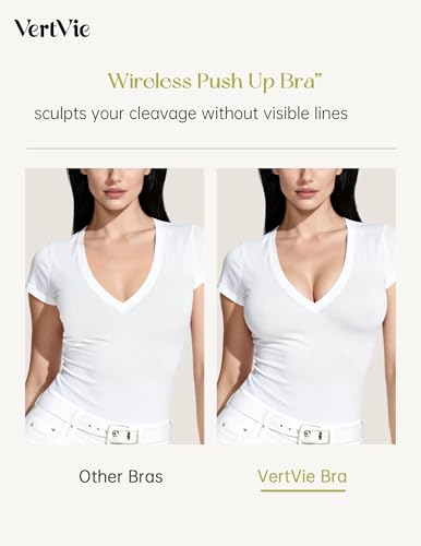 Image of Vertvie Women Wireless Jelly Bras Push Up Seamless Bra Supportive No Underwire Soft Halter /U /Racerback Sport T-Shirt Bralette