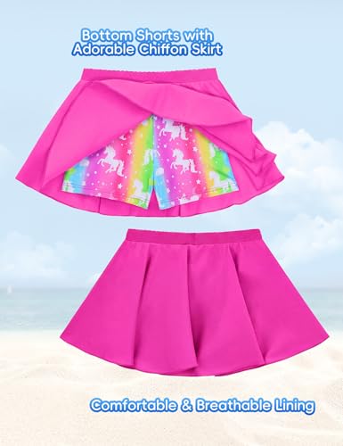 Image of Snowheart Girls Rash Guard Swimsuit Set Long Sleeve Bathing Suit Two Piece 3-12 Years