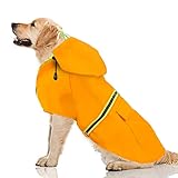 Más comodidad: el cuello del impermeable para perro está diseñado con un agujero para cinturón, que es compatible con la correa del perro, y hay un bolsillo en la parte posterior para llevar algunos aperitivos o basura, por lo que es más conveniente para que salgas con tu perro