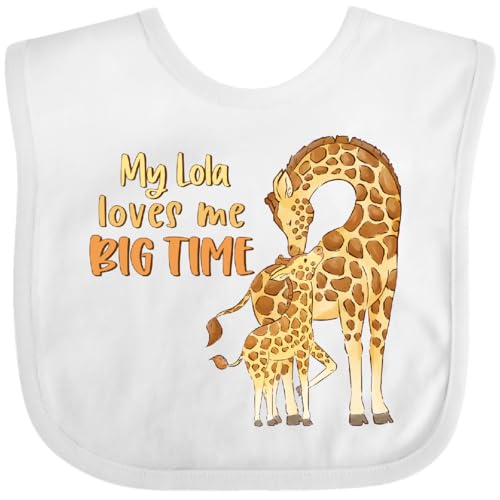inktastic My Lola Loves Me Big Time Giraffe Baby Bib