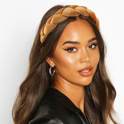 Image of DRESHOW Braided Headbands for Women Velvet Hair Hoop Elastic Criss Cross Hair Bands Accessories