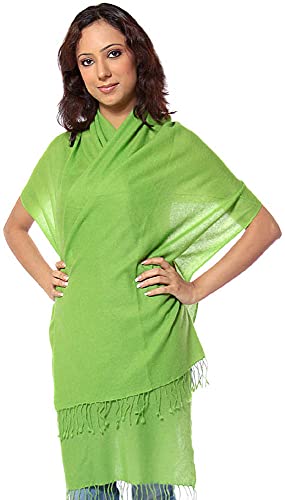 Pashmina vert citron pur du Népal pour sublimer vos soirées