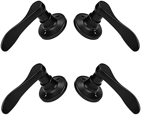 Gobrico Pack of 4 Wave Style Single-Side Dummy Door Levers Right and Left Handed Door Handles Matte Black Finish