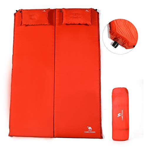 CAMEL CROWN Camping Sleeping Mat 2" Thick Foam Mat Individual/Double Self Inflating Air Mattress with Travel Pillow Waterproof for Hiking Travel Camping Backpacking Beach - Image 4