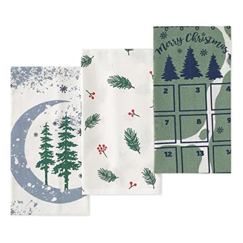 Folkulture Christmas Kitchen Towels Set of 3 Cover