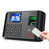 JIAN BOLAND A5 Time Clock-Time Clocks for Employees Small Business-Fingerprint, RFID and PIN Biometric Time Clock, Office Punch Clock, with 5 Badges-0 Monthly Fees
