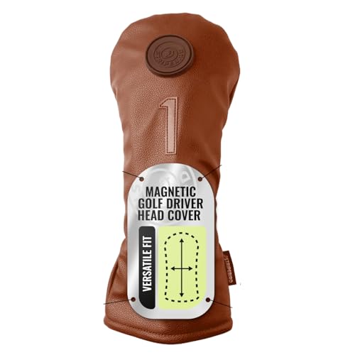 Stripebird Magnetic Golf Driver Head Cover - Ultra-Strength Neodymium, Magnetically Attached - Durable Golf Club Headcover - Lightweight Modern Design - Versatile Fit for All Major Brands - Brown - image 1